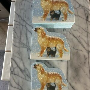 Charming Heart-Shaped Storage Box with Cat and Dog Design